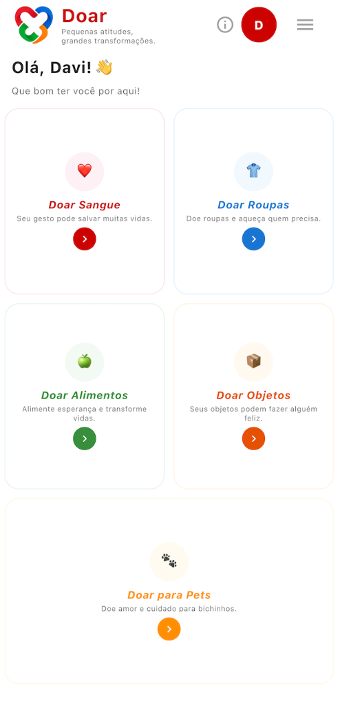 Destaque Super App Doar - Banner demonstrativo das telas e funcionalidades do aplicativo